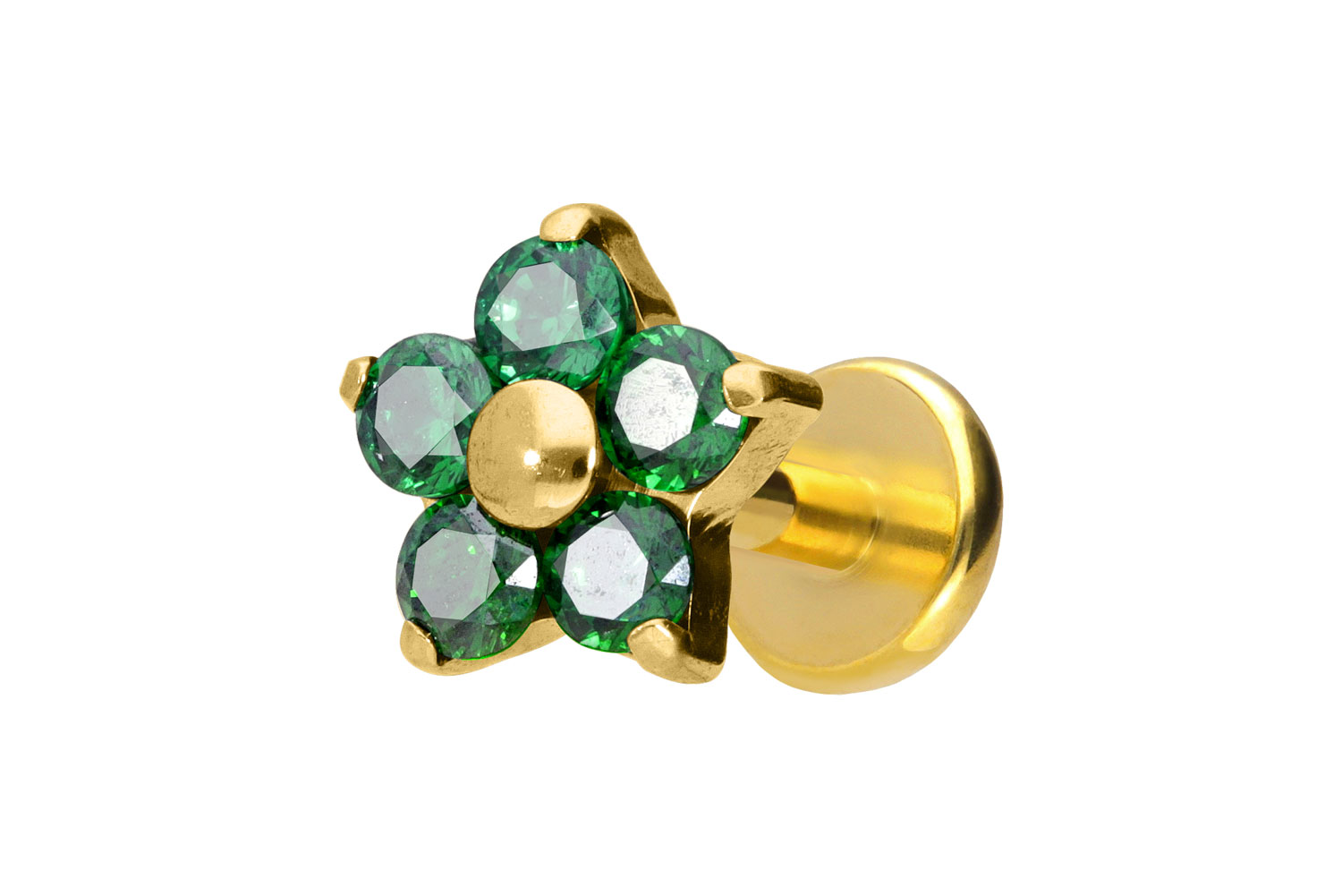 Titan Labret Piercing mit Push Fit KRISTALLBLUME